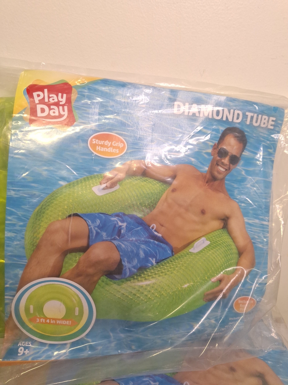 Two Diamond Tube Swim Floats Lime Green 40"X 10" In H